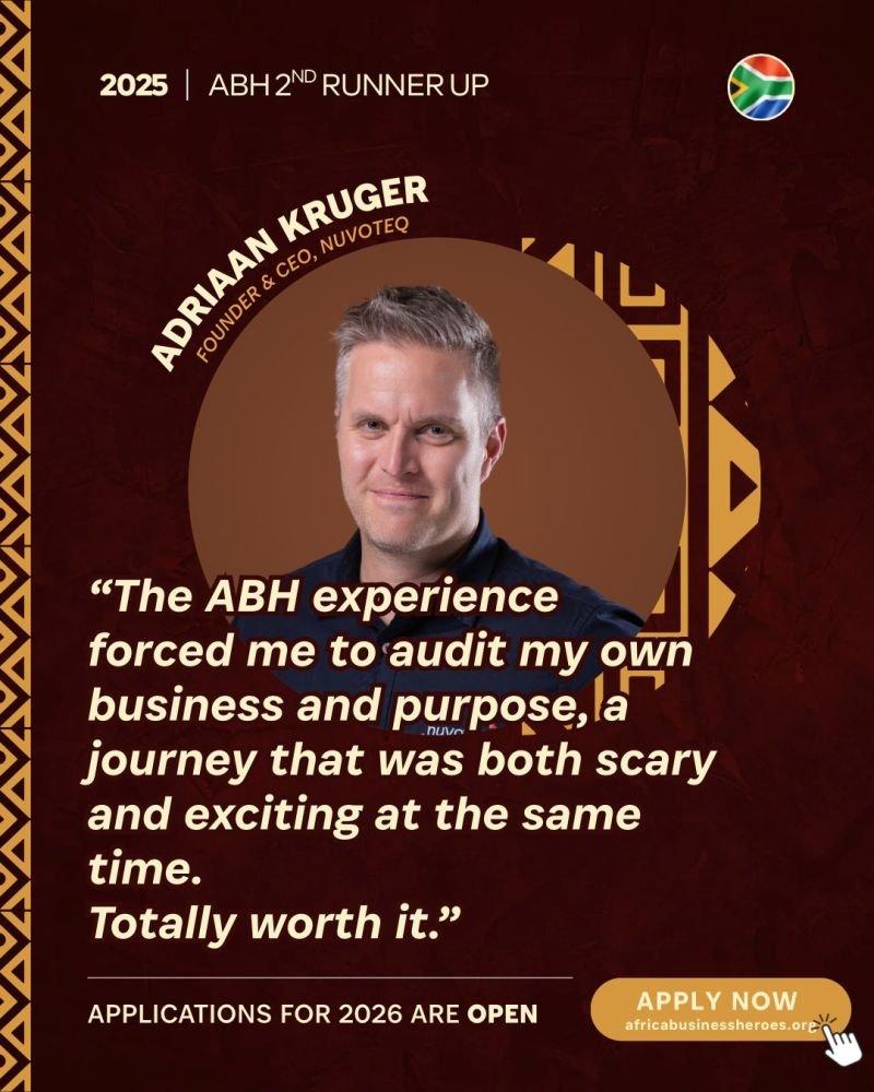 Adriaan Kruger named 2025 African Business Heroes 2nd runner-up